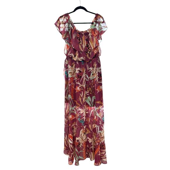 Express Tropical Flamingo Print Maxi Dress Womens Size L Beachy Summer Vacation - Picture 3 of 11